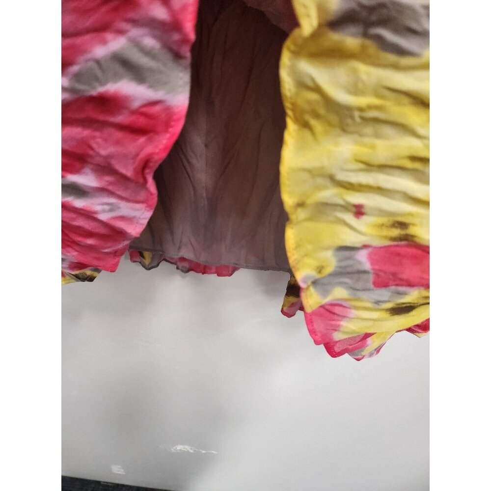 INC Internartional Concepts Womens A-Line Skirt Sz 10 Pink Yellow Floral Crinkle - Picture 8 of 8